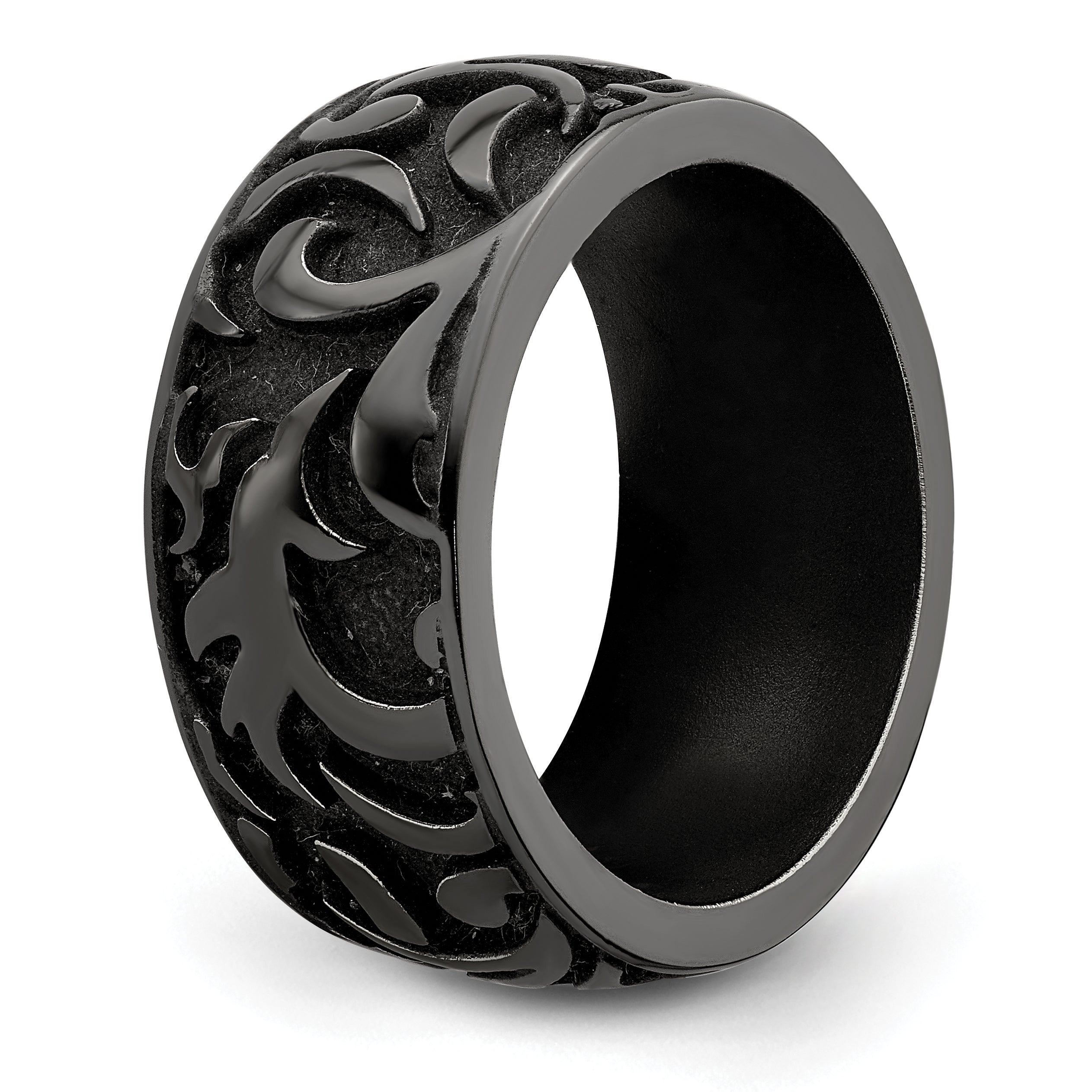 Edward Mirell Black Titanium 11mm Wedding Band Engravable Gift Ready