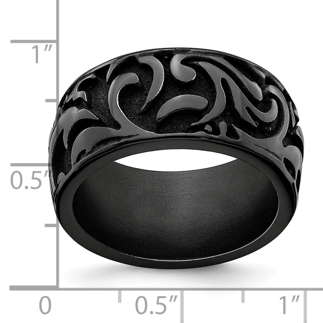 Edward Mirell Black Titanium 11mm Wedding Band Engravable Gift Ready