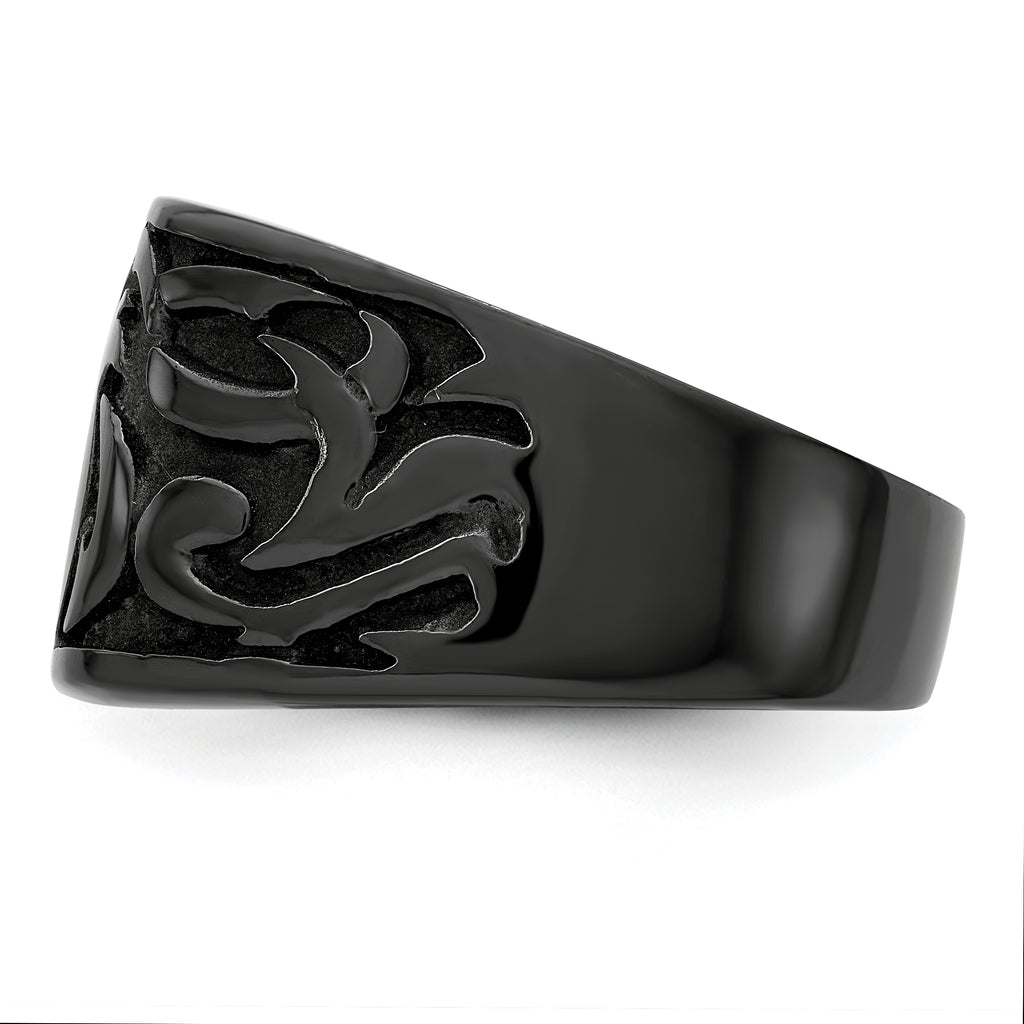 Titanium Men's Signet Ring with Casted Design and Gift Packaging