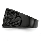 Titanium Men's Signet Ring with Casted Design and Gift Packaging
