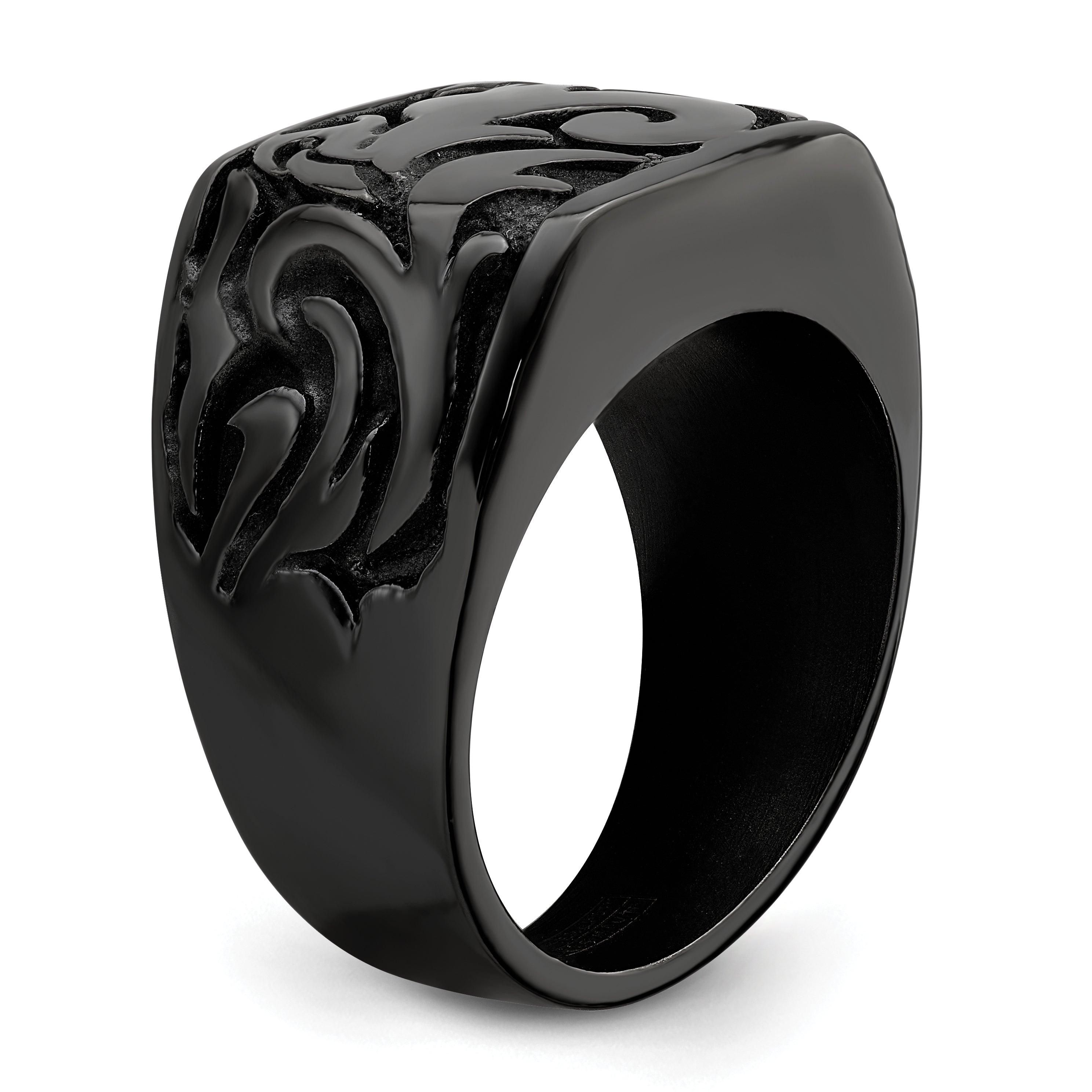 Titanium Men's Signet Ring with Casted Design and Gift Packaging
