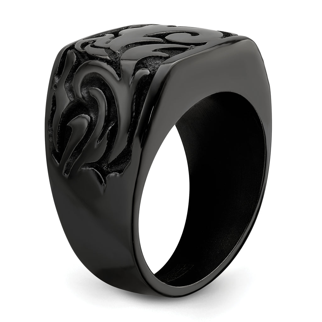 Titanium Men's Signet Ring with Casted Design and Gift Packaging