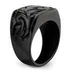 Titanium Men's Signet Ring with Casted Design and Gift Packaging