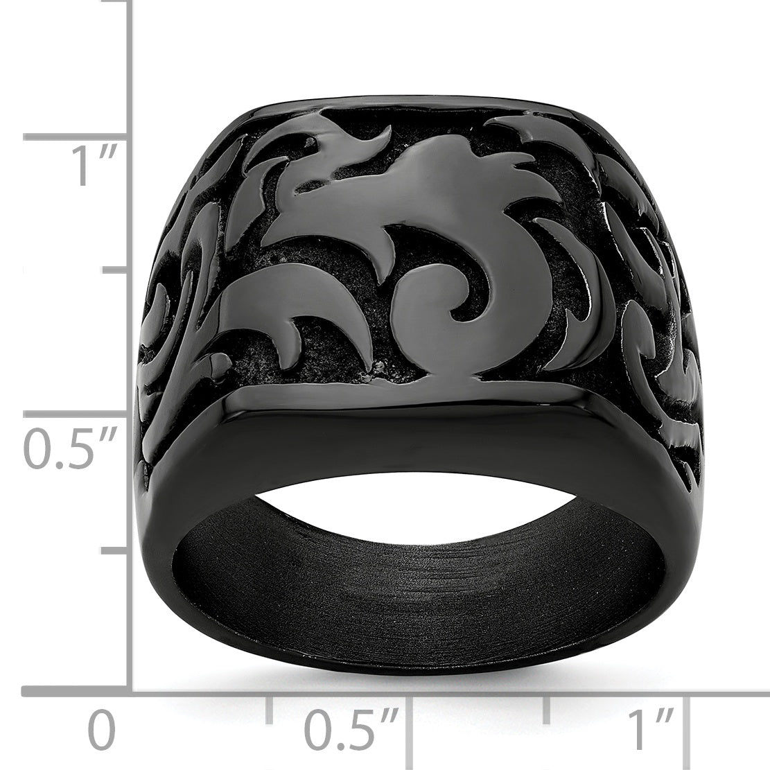 Titanium Men's Signet Ring with Casted Design and Gift Packaging