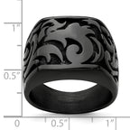 Titanium Men's Signet Ring with Casted Design and Gift Packaging