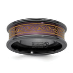 Edward Mirell Black Ti Copper-tone Anodized with Laser Pattern 8mm Concave Band