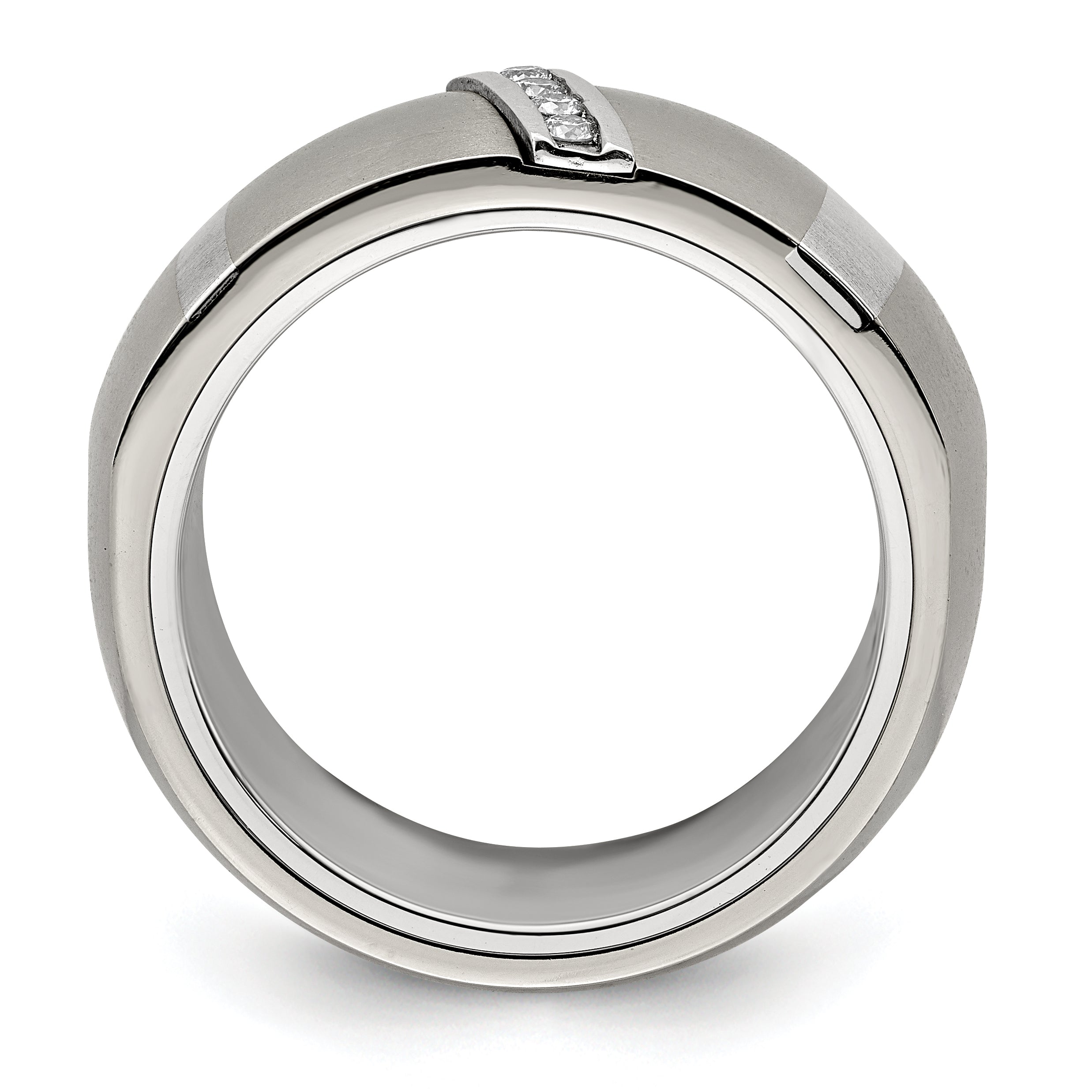 Edward Mirell Titanium & Sterling Silver .10ctw Dia 10mm Ring