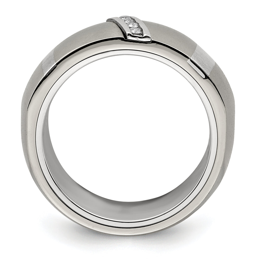 Edward Mirell Titanium and Silver Two-Tone Diamond Wedding Band