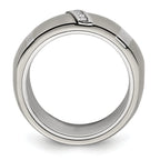 Edward Mirell Titanium and Silver Two-Tone Diamond Wedding Band