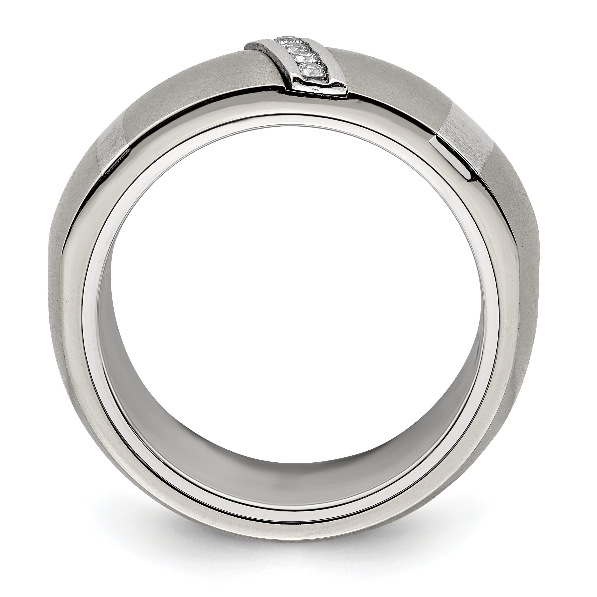 Edward Mirell Titanium and Silver Two-Tone Diamond Wedding Band