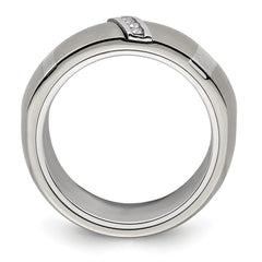 Edward Mirell Titanium and Silver Two-Tone Diamond Wedding Band