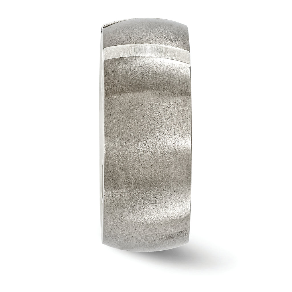 Edward Mirell Titanium and Silver Two-Tone Diamond Wedding Band