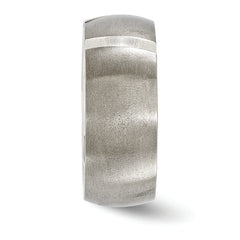 Edward Mirell Titanium and Silver Two-Tone Diamond Wedding Band