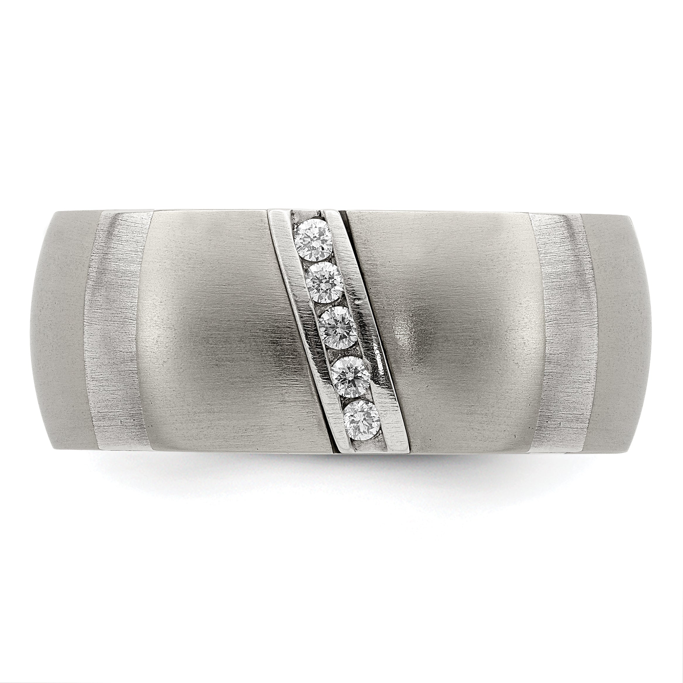 Edward Mirell Titanium & Sterling Silver .10ctw Dia 10mm Ring