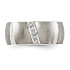Edward Mirell Titanium and Silver Two-Tone Diamond Wedding Band