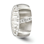 Edward Mirell Titanium and Silver Two-Tone Diamond Wedding Band