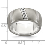Edward Mirell Titanium and Silver Two-Tone Diamond Wedding Band