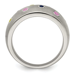 Edward Mirell Titanium Multi-color Sapphire Sterling Silver Bezels Ring