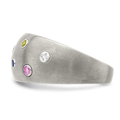 Edward Mirell Titanium Multi-Color Sapphire Bezel Ring with Brushed Finish