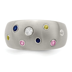 Edward Mirell Titanium Multi-Color Sapphire Bezel Ring with Brushed Finish
