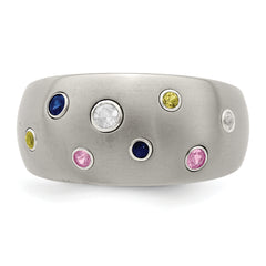 Edward Mirell Titanium Multi-color Sapphire Sterling Silver Bezels Ring