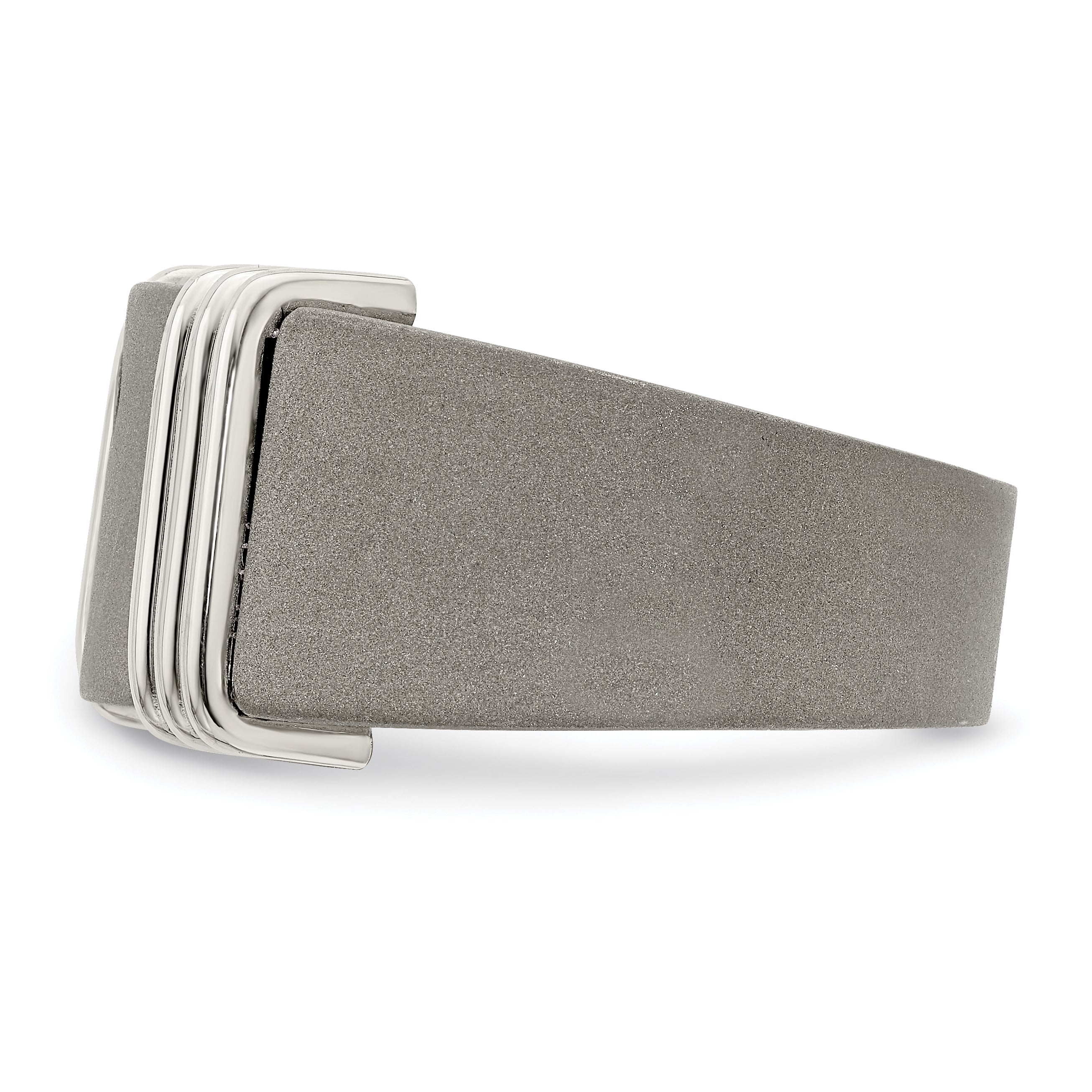 Edward Mirell Titanium and Argentium Silver Men's Polished Diamond Signet Ring - 8