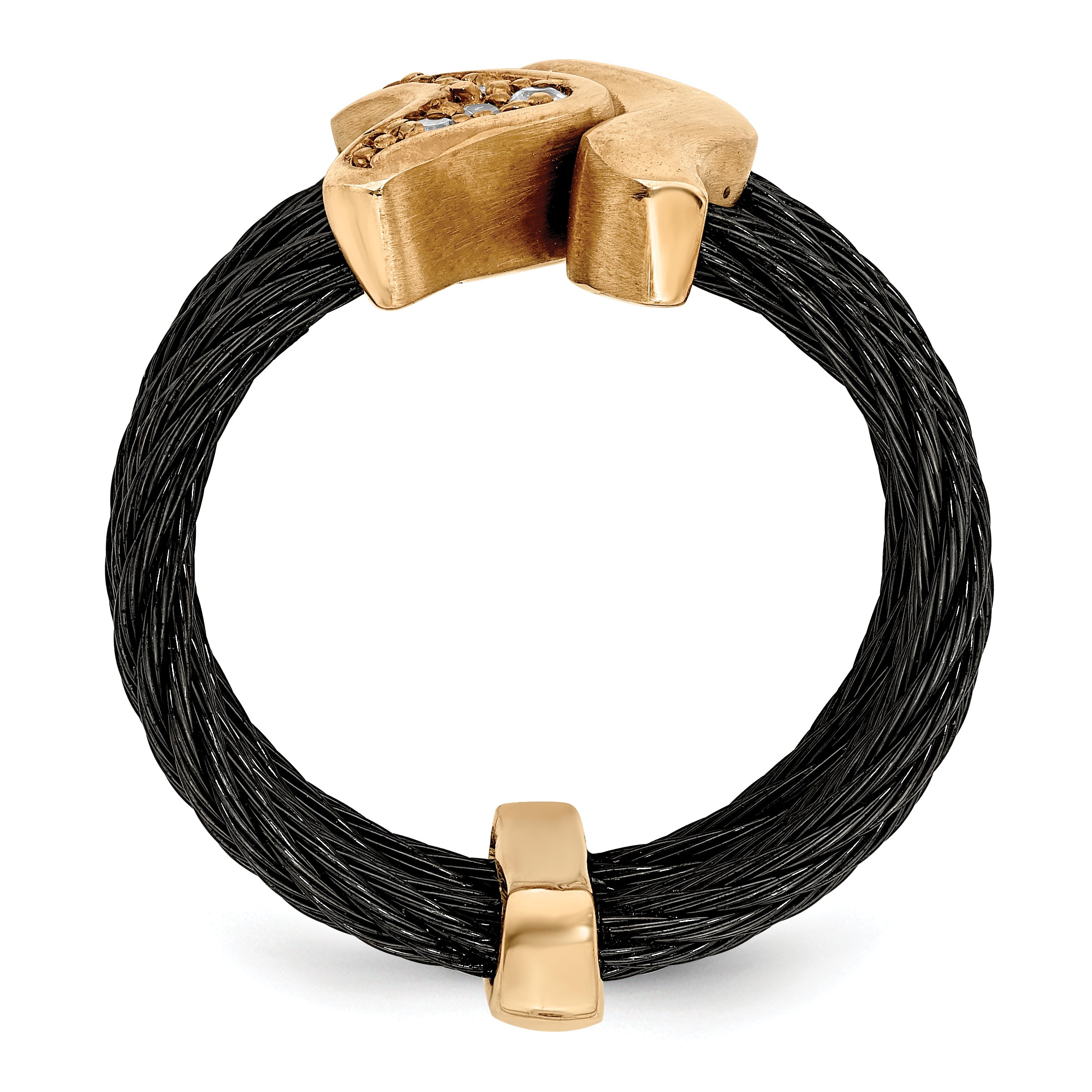 Edward Mirell Black Ti & Bronze Cable White Sapphire Cable Flexible Ring