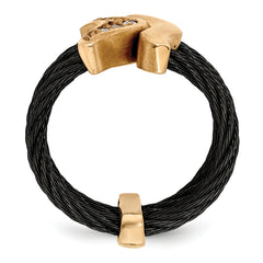 Edward Mirell Black Ti & Bronze Cable White Sapphire Cable Flexible Ring