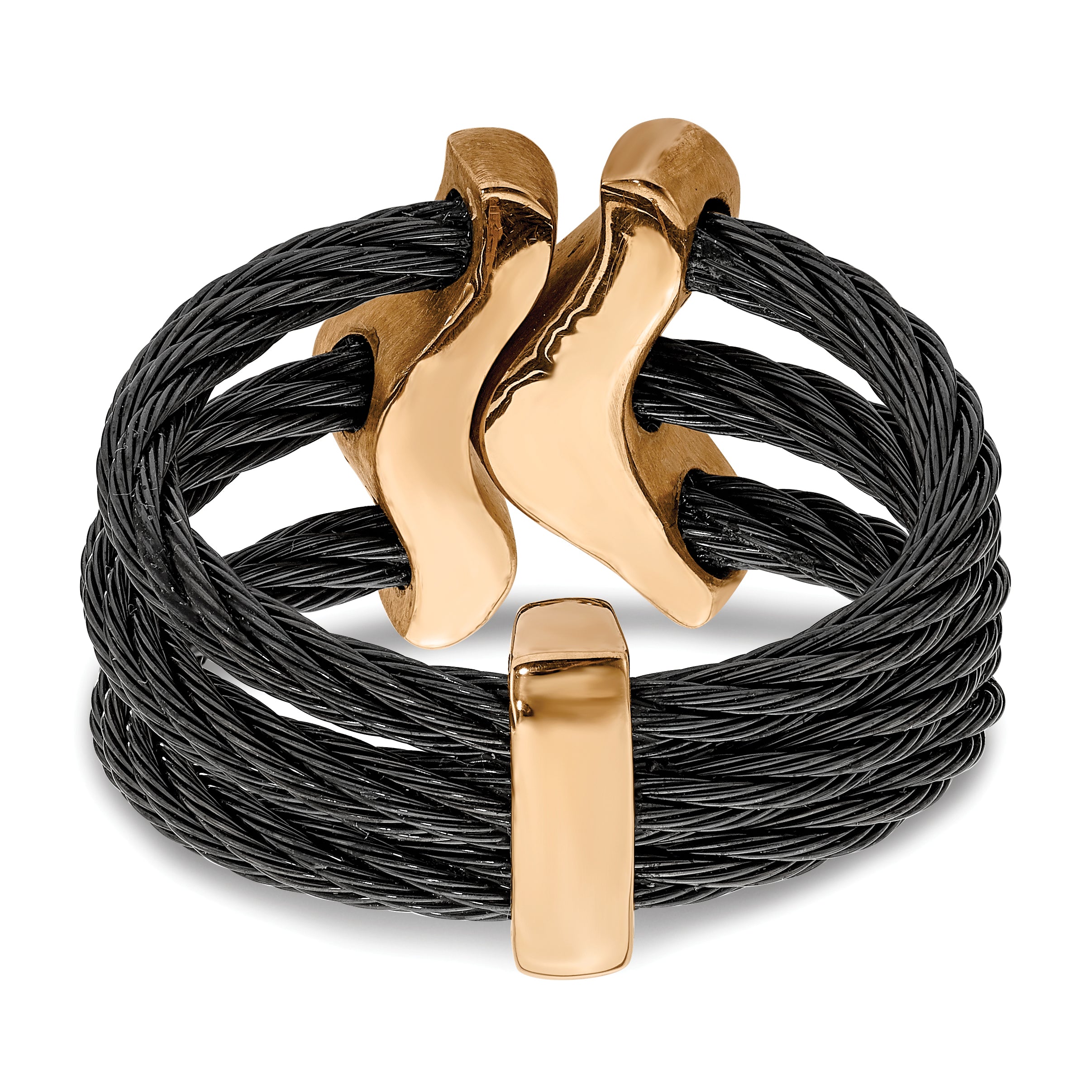 Edward Mirell Black Ti & Bronze Cable White Sapphire Cable Flexible Ring