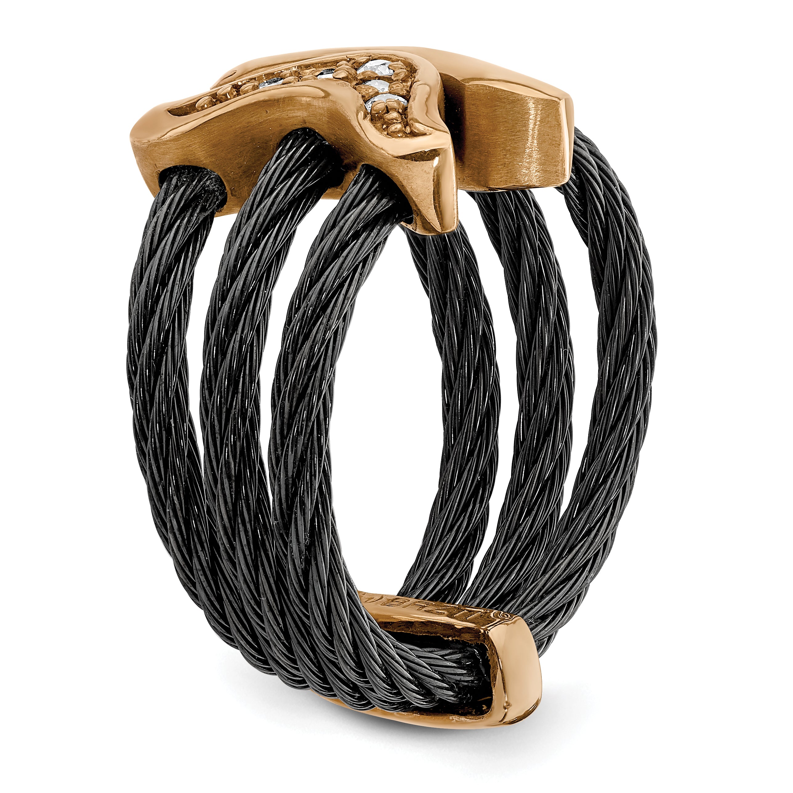 Edward Mirell Titanium & Bronze Ring with White Sapphires Gift Ready
