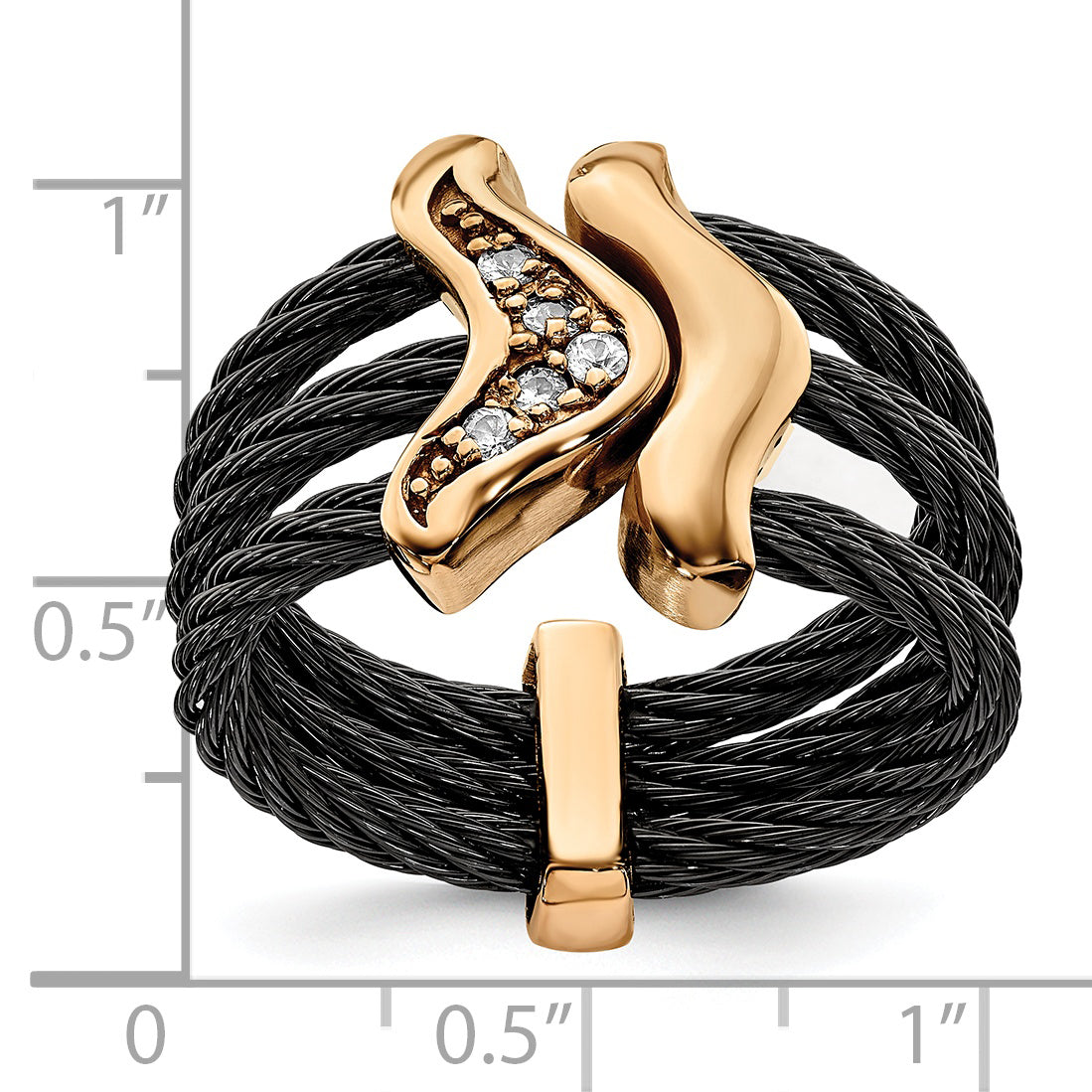 Edward Mirell Black Ti & Bronze Cable White Sapphire Cable Flexible Ring