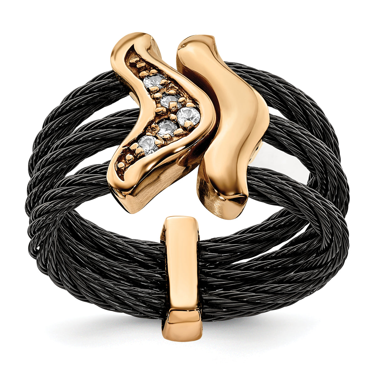 Edward Mirell Black Ti & Bronze Cable White Sapphire Cable Flexible Ring