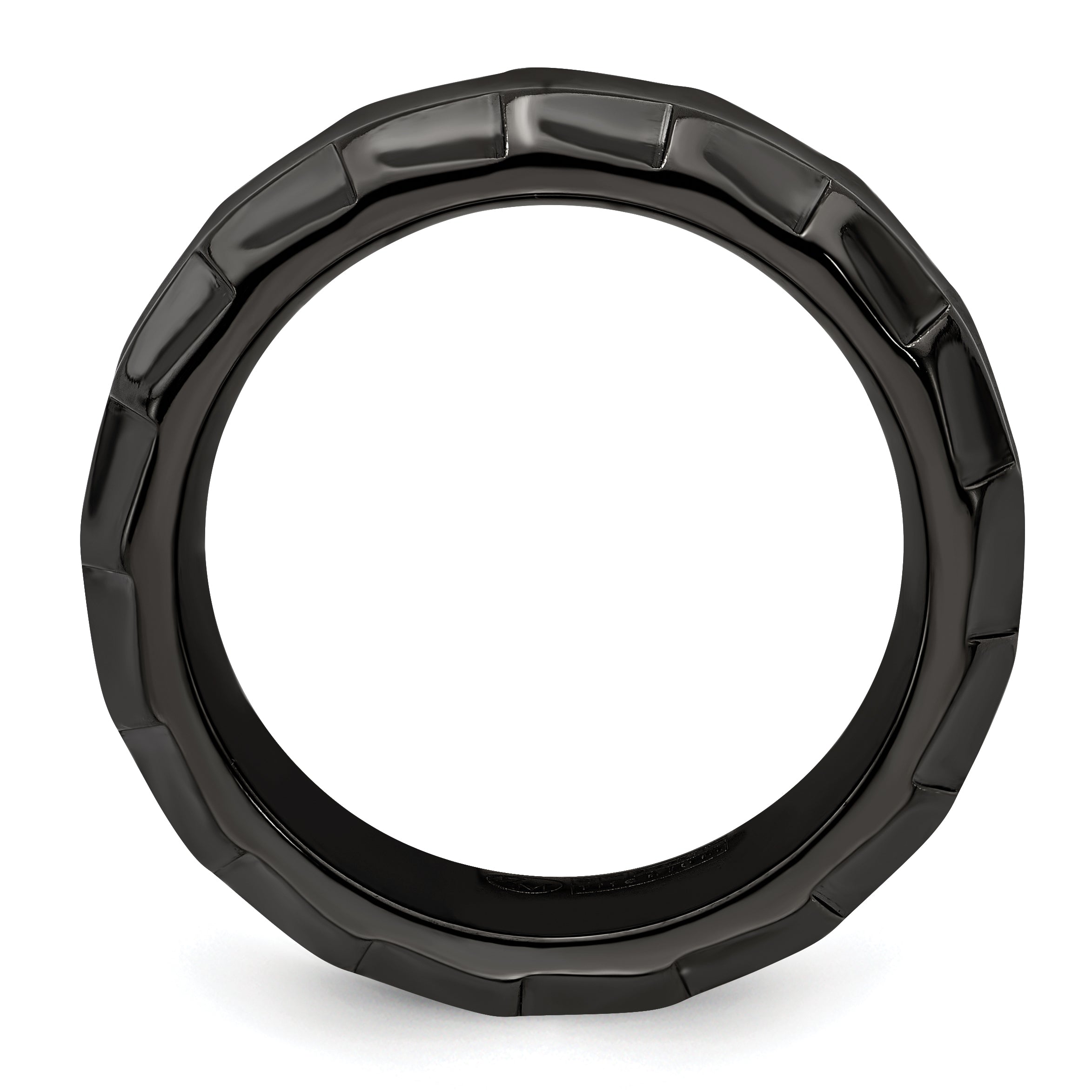 Edward Mirell Titanium Wedding Band with Polished Faceted Design
