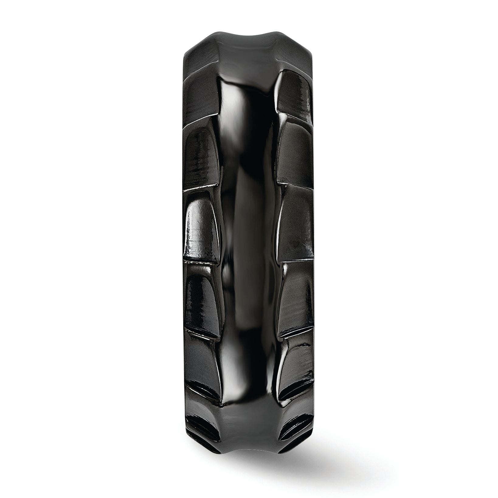 Edward Mirell Titanium Wedding Band with Polished Faceted Design