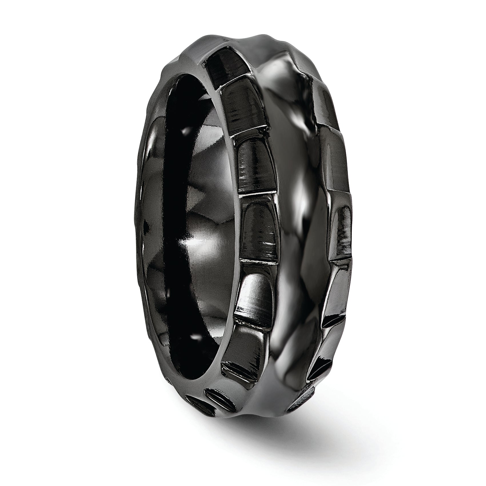 Edward Mirell Titanium Wedding Band with Polished Faceted Design