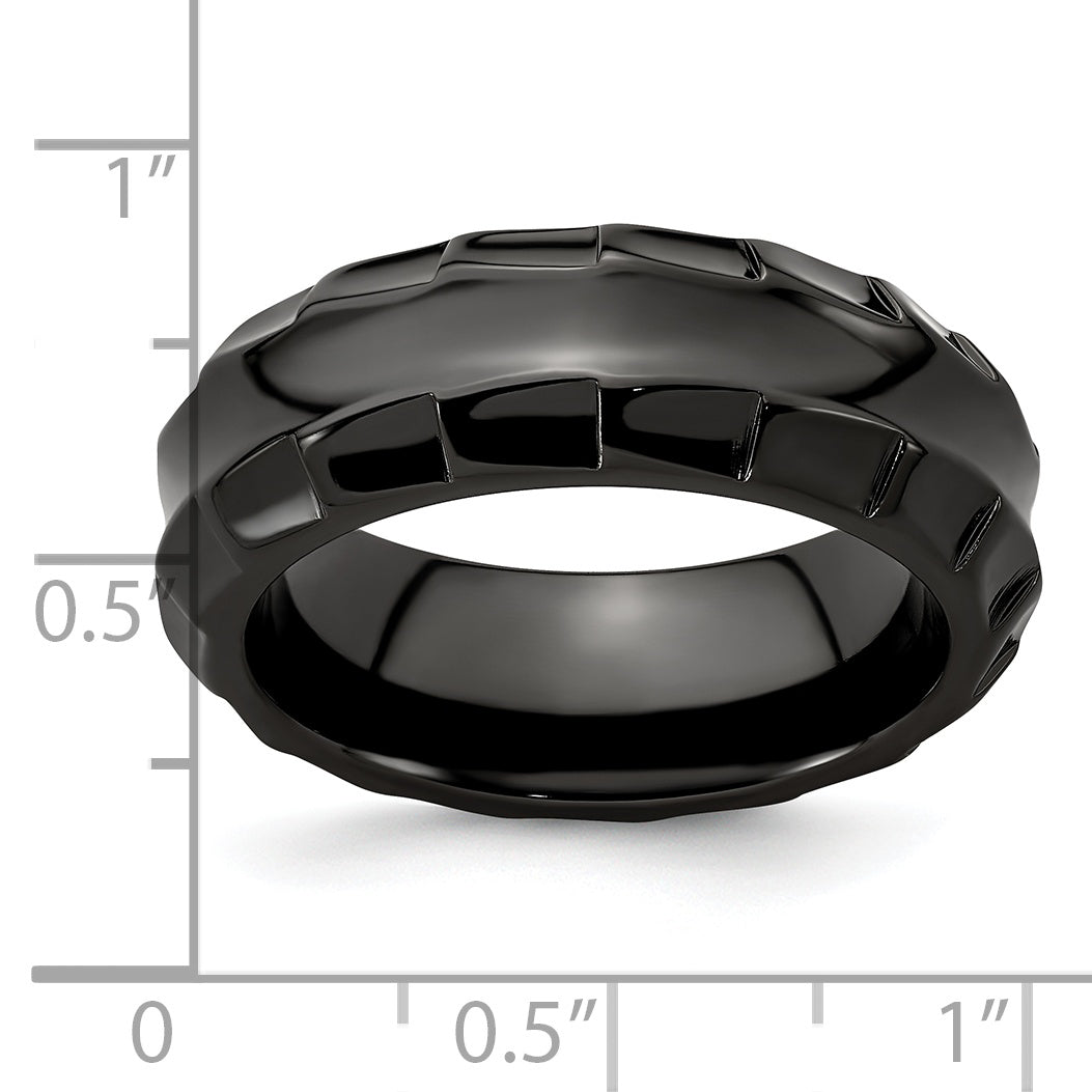 Edward Mirell Black Ti Polished Faceted Edges 8mm Ring