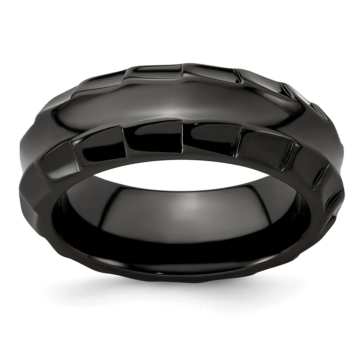 Edward Mirell Black Ti Polished Faceted Edges 8mm Ring