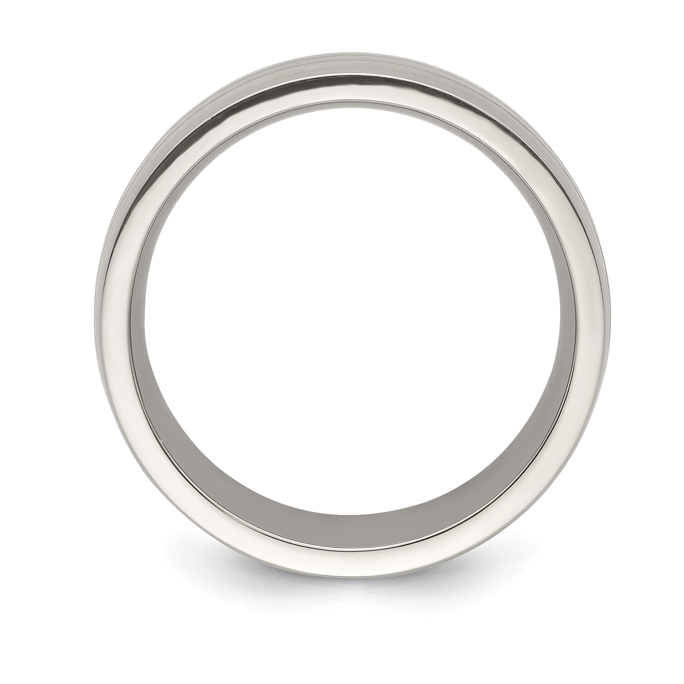 Edward Mirell Titanium Silver Two-Tone Brushed 9mm Engravable Wedding Band - 8.5