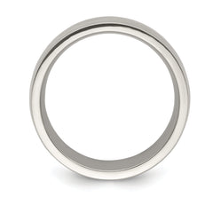 Edward Mirell Titanium Silver Two-Tone Brushed 9mm Engravable Wedding Band - 8.5