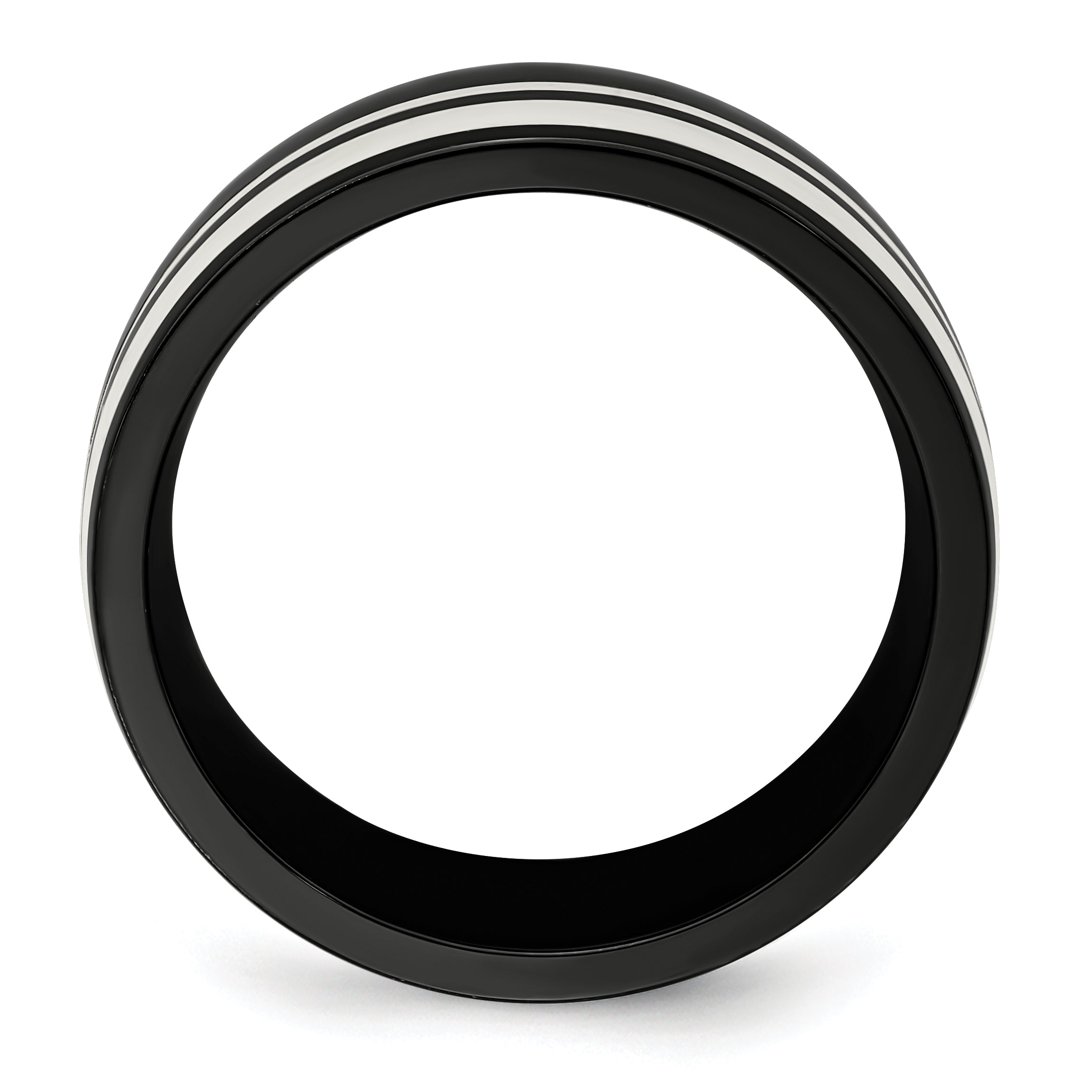 Edward Mirell Black Ti & Sterling Silver 9mm Polished Band