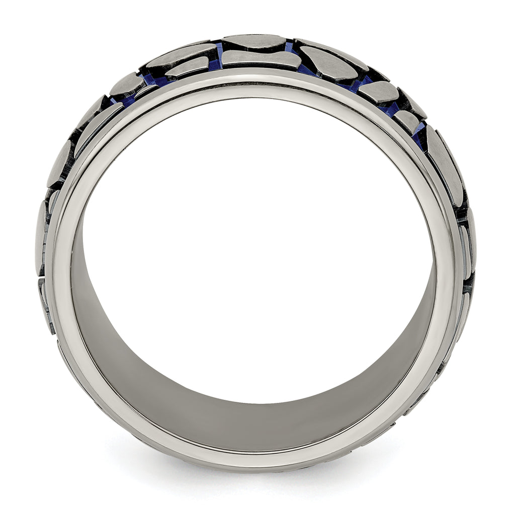 Blue Anodized Brushed Wedding Band in Titanium, 10mm