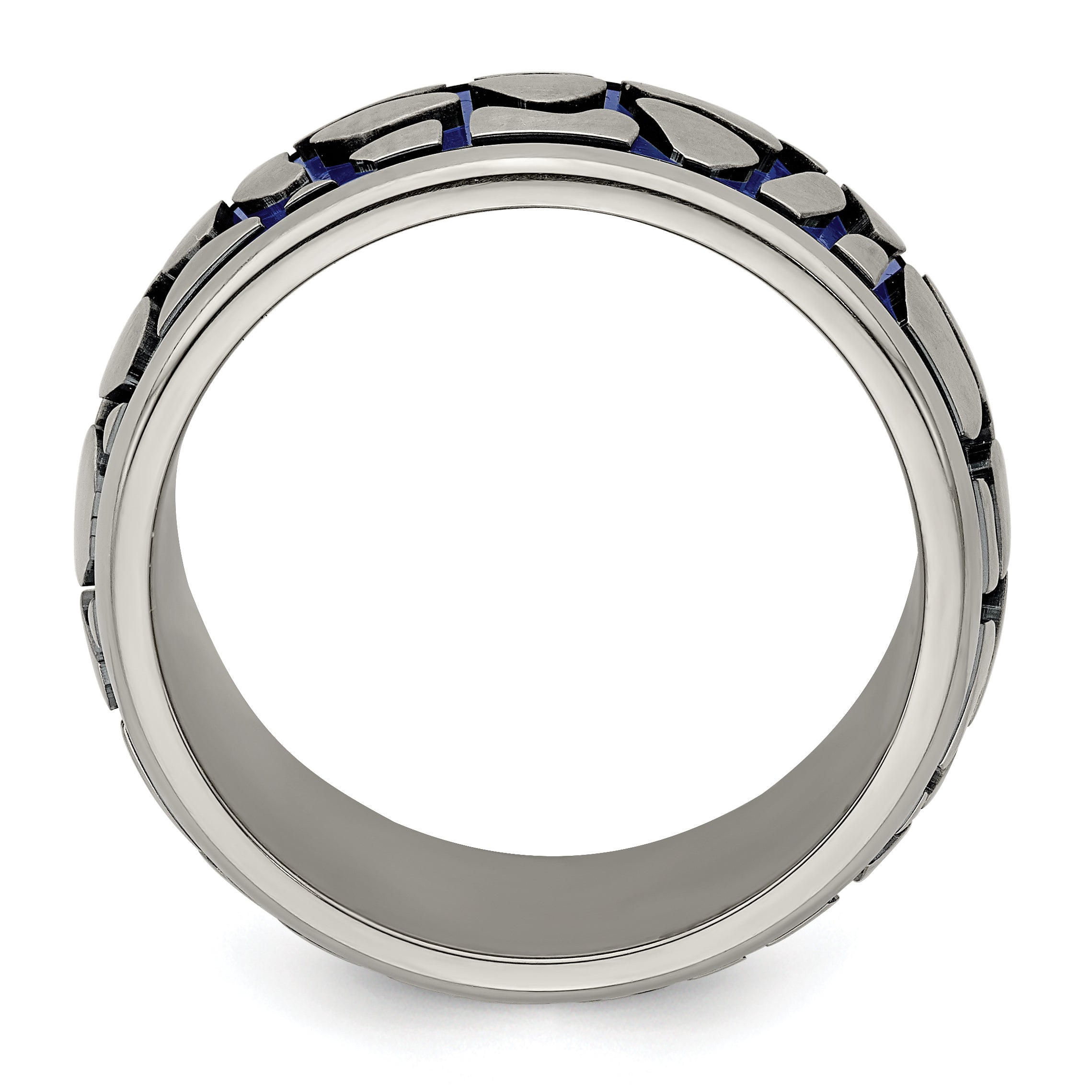 Blue Anodized Brushed Wedding Band in Titanium, 10mm