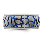 Blue Anodized Brushed Wedding Band in Titanium, 10mm