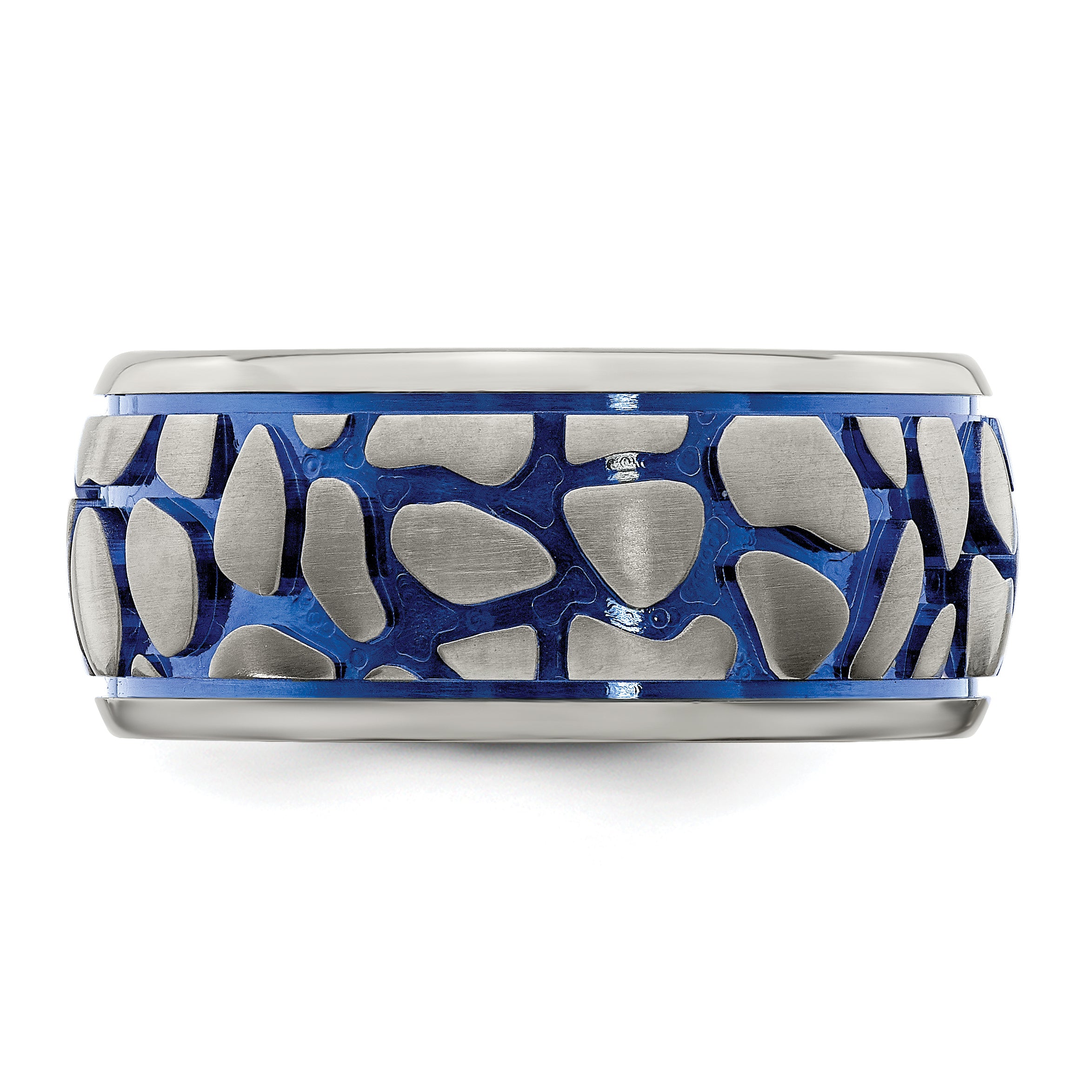 Blue Anodized Brushed Wedding Band in Titanium, 10mm
