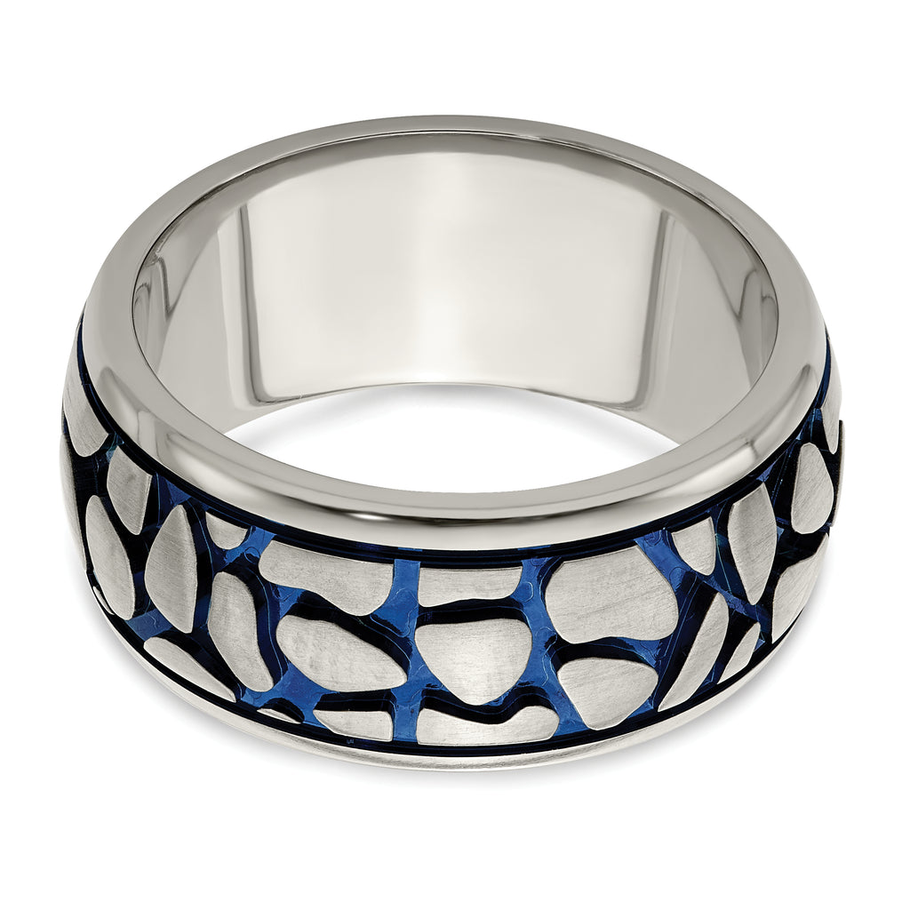 Blue Anodized Brushed Wedding Band in Titanium, 10mm