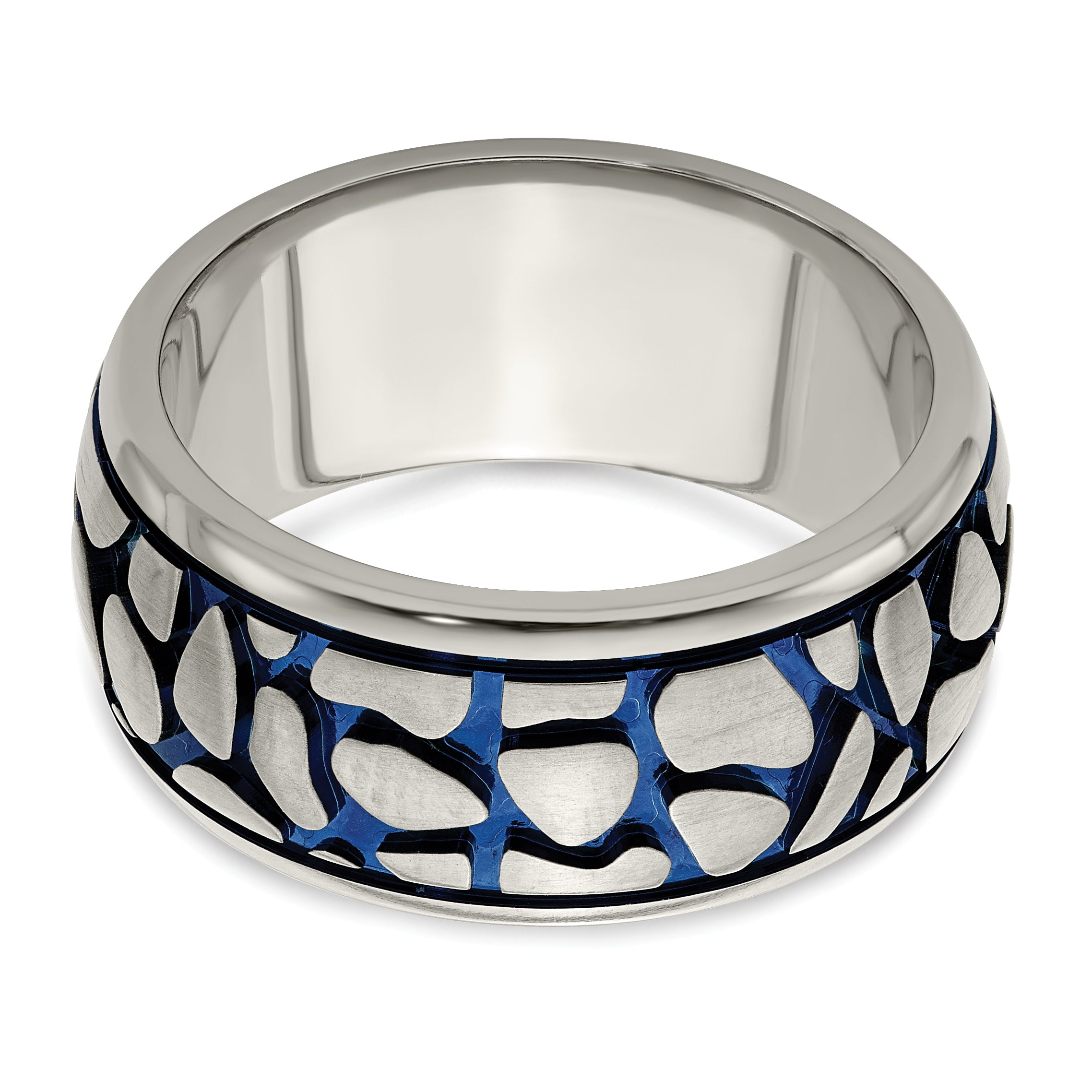 Blue Anodized Brushed Wedding Band in Titanium, 10mm