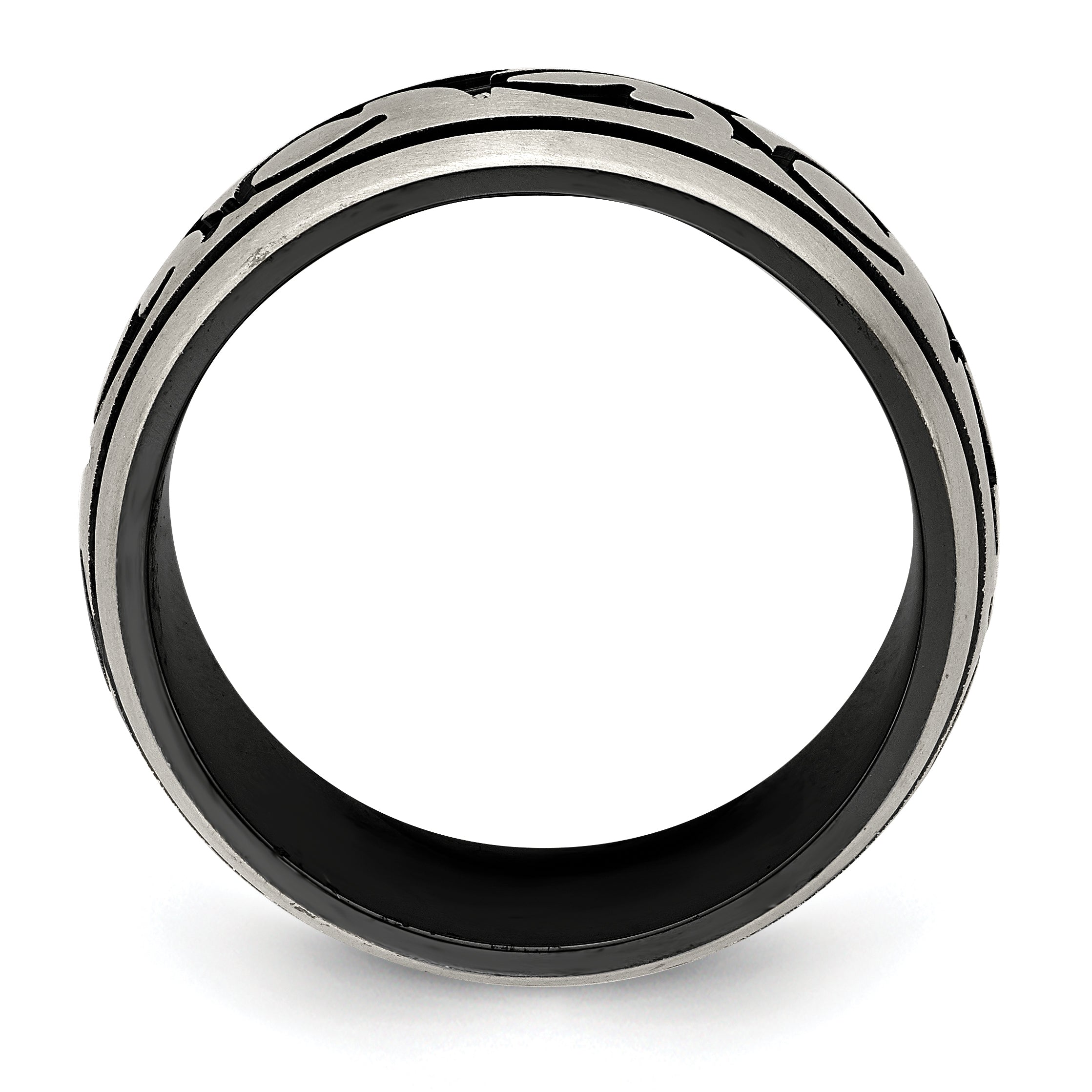 Black & Grey Brushed Wedding Band in Titanium, 10mm Secondary image