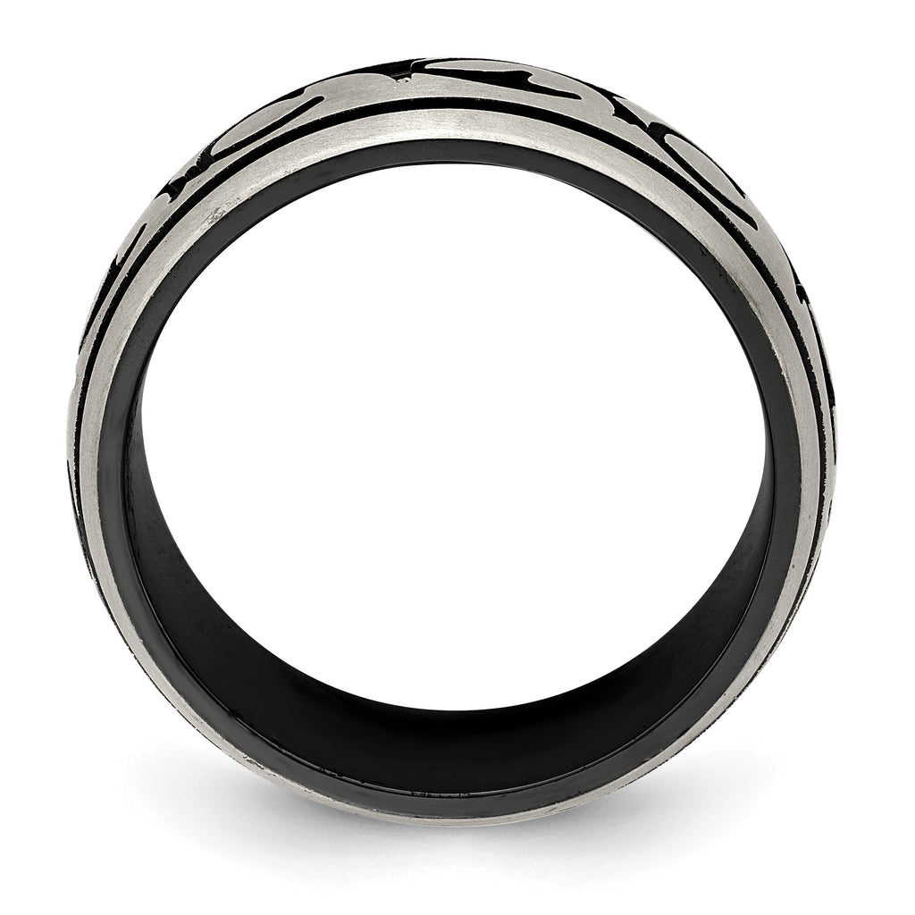 Black & Grey Brushed Wedding Band in Titanium, 10mm