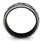 Black & Grey Brushed Wedding Band in Titanium, 10mm