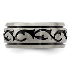 Black & Grey Brushed Wedding Band in Titanium, 10mm